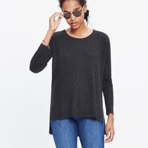 Madewell Warmlight knit Pullover Sweater Riubbed Charcoal Hi-Lo XS Wool